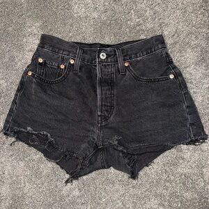 Levi’s 501 Black Distressed Denim Shorts